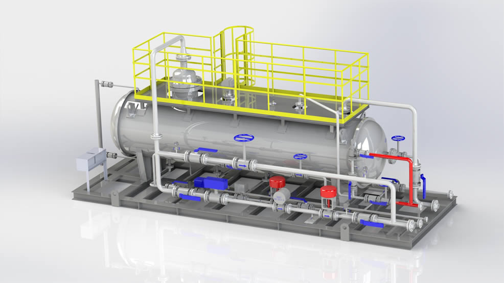Slug flow three-phase separator pry