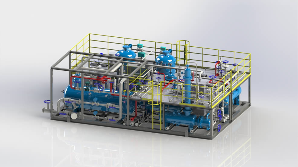 Platform based separation, dehydration, metering, and hydrocarbon removal integrated pry