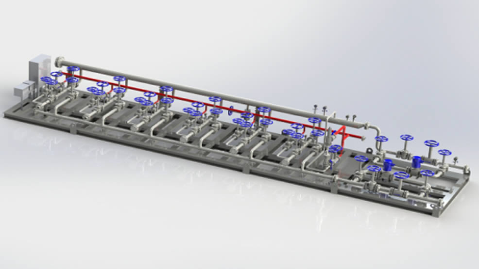 Pressure regulating manifold metering pry